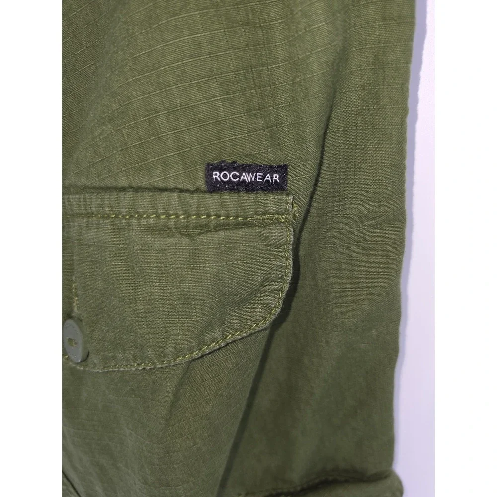Rocawear Vintage Cargo Shorts Green Utility Pockets Distressed Hip Hop Sz 42